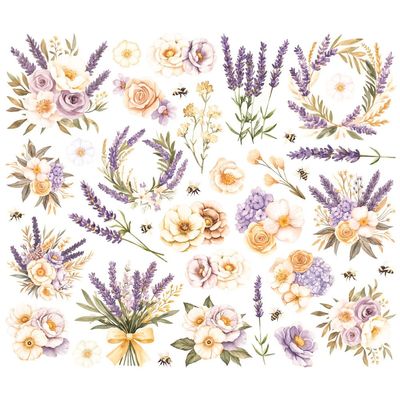 Simple Stories - Lavender Fields Collection - Bits &amp; Pieces - Floral Bits - 26427 - 38 pcs
