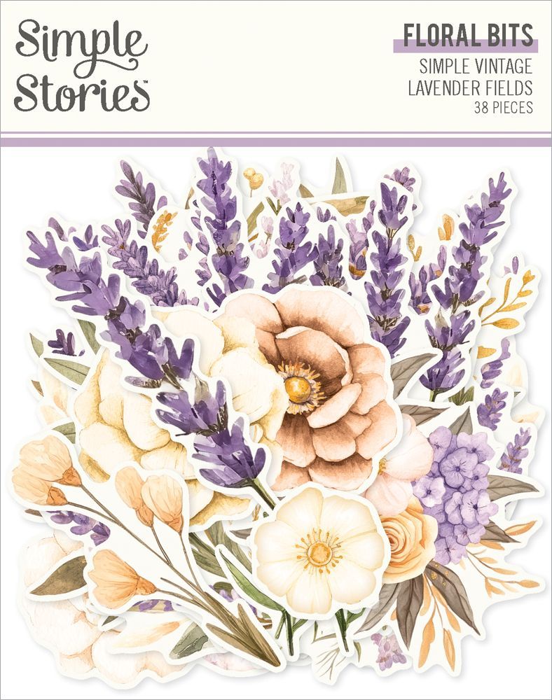 Simple Stories - Lavender Fields Collection - Bits &amp; Pieces - Floral Bits - 26427 - 38 pcs