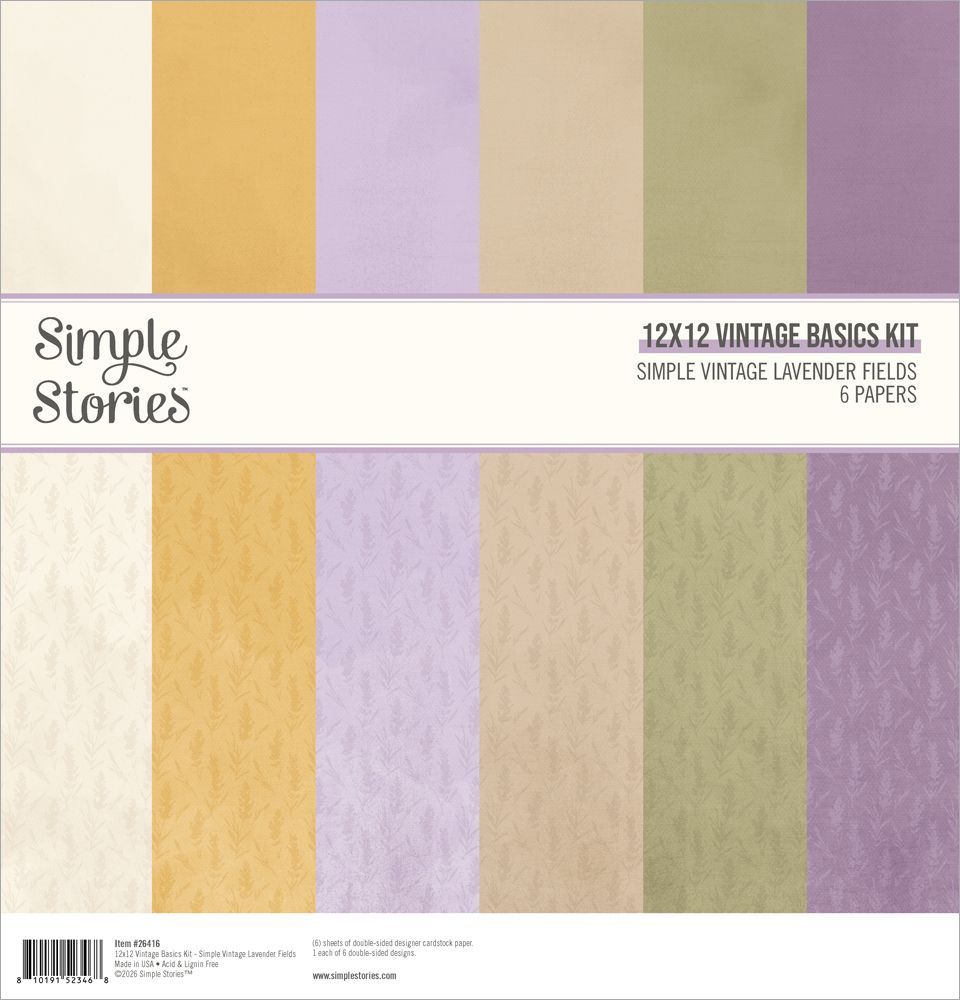 Simple Stories - Lavender Fields Collection - Basic - 12" x 12" Paper Pad - 26403 -6 sheets
