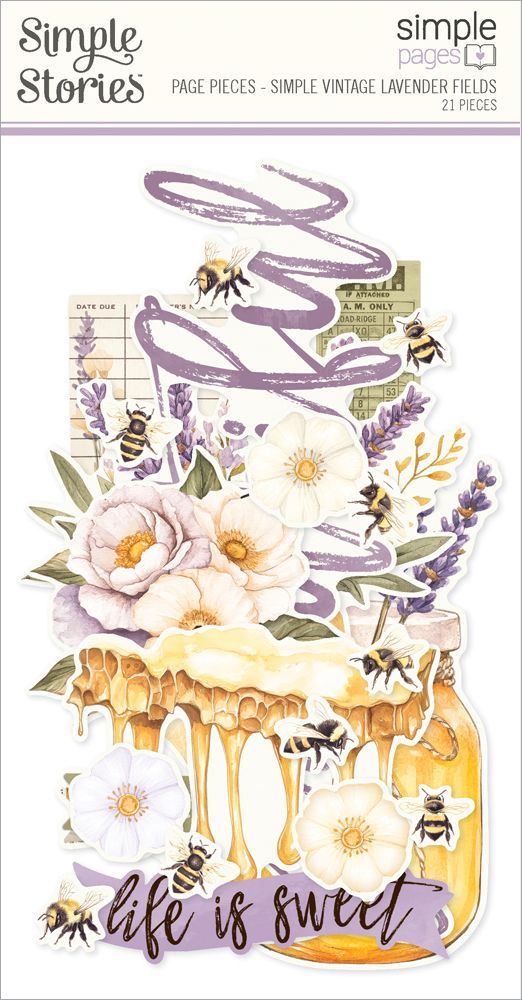 Simple Stories - Lavender Fields Collection - Page Pieces -   Die Cuts - 26433 - 21 pcs