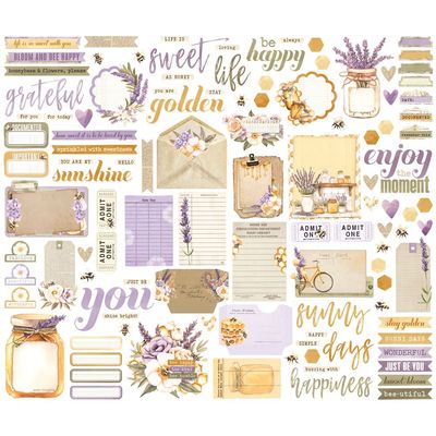 Simple Stories - Lavender Fields Collection - Bits &amp; Pieces -  Journal - Die Cuts - 26428  - 107 pcs