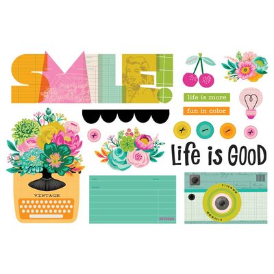 Simple Stories - Color Me Happy Collection - Page Pieces - Die Cuts - 26525 - 17 pcs