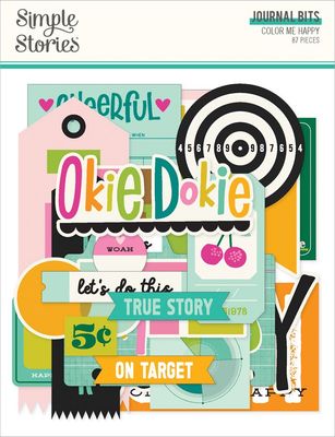 Simple Stories - Color Me Happy Collection - Bits &amp; Pieces -  Journal - Die Cuts - 26520  - 87 pcs