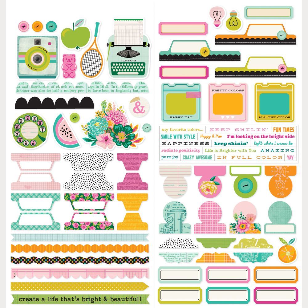 Simple Stories - Color Me Happy Collection - 6" x12" - Cardstock Stickers - 26503