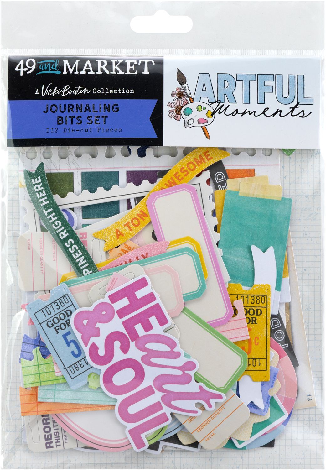 49 &amp; Market - Artful Moments Collection - Journaling Die Cuts - VBAM34554 - 112pcs