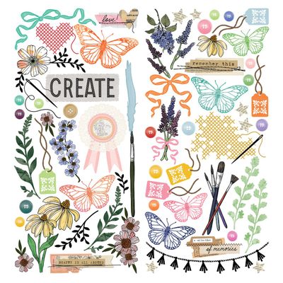 49 &amp; Market - Artful Moments Collection - Laser Cut Outs - Elements - JLG34530 - 147 pcs