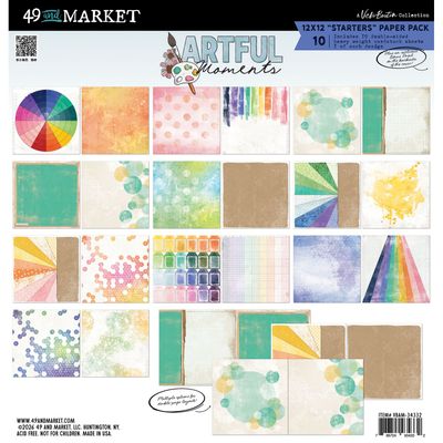 49 &amp; Market - Artful Moments Collection - 12" x 12" - Paper Pack -  Starters - VBAM34332 - 10 Sheets