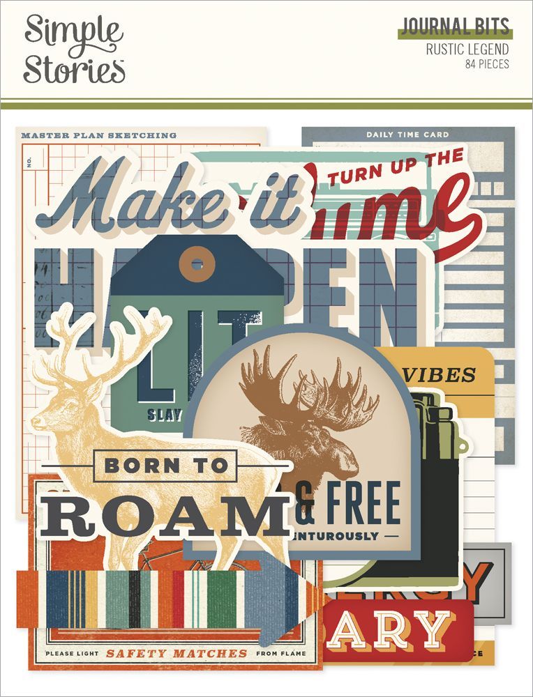 Simple Stories - Rustic Legend Collection - Bits &amp; Pieces -  Journal - Die Cuts - 26620  - 84 pcs