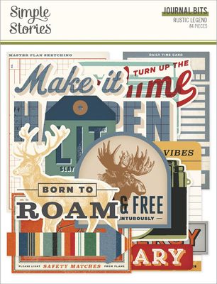Simple Stories - Rustic Legend Collection - Bits &amp; Pieces -  Journal - Die Cuts - 26620  - 84 pcs