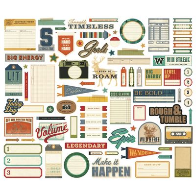 Simple Stories - Rustic Legend Collection - Bits &amp; Pieces -  Journal - Die Cuts - 26620  - 84 pcs