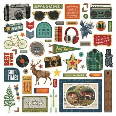 Simple Stories - Rustic Legend Collection - Bits &amp; Pieces - Chipboard - Die Cuts - 26618 - 57 pcs