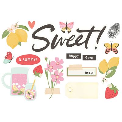 Simple Stories - Pink Lemonade Collection - Page Pieces -   Die Cuts - 26325 - 17 pcs