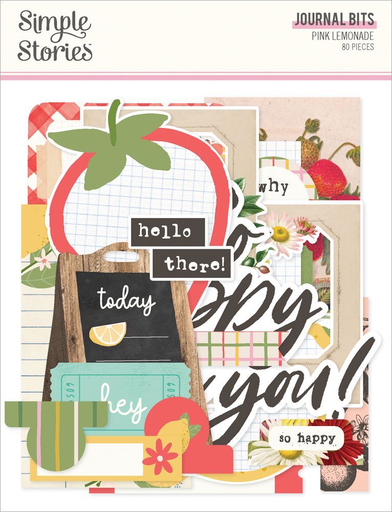 Simple Stories - Pink Lemonade Collection - Bits &amp; Pieces -  Journal - Die Cuts - 26320  - 80 pcs