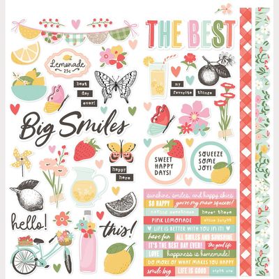 Simple Stories - Pink Lemonade Collection - 6" x12" - Cardstock Stickers - Icons - 26302