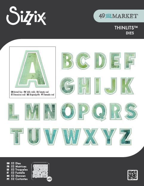 49 &amp; Market &amp; Sizzix - Thinlets - This &amp; That 2 Inch Alphabet Dies  - 666951 - 52 pcs