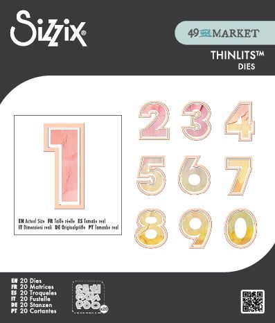 49 &amp; Market &amp; Sizzix - Thinlets - This &amp; That 2 Inch Numbers Dies  - 666952 - 20 pcs