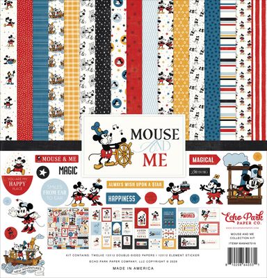 Echo Park Paper Co - Mouse and Me Collection - 12 x 12 Paper Pack - 12 sheets and 12 x 12 sticker sheet - MAM487016
