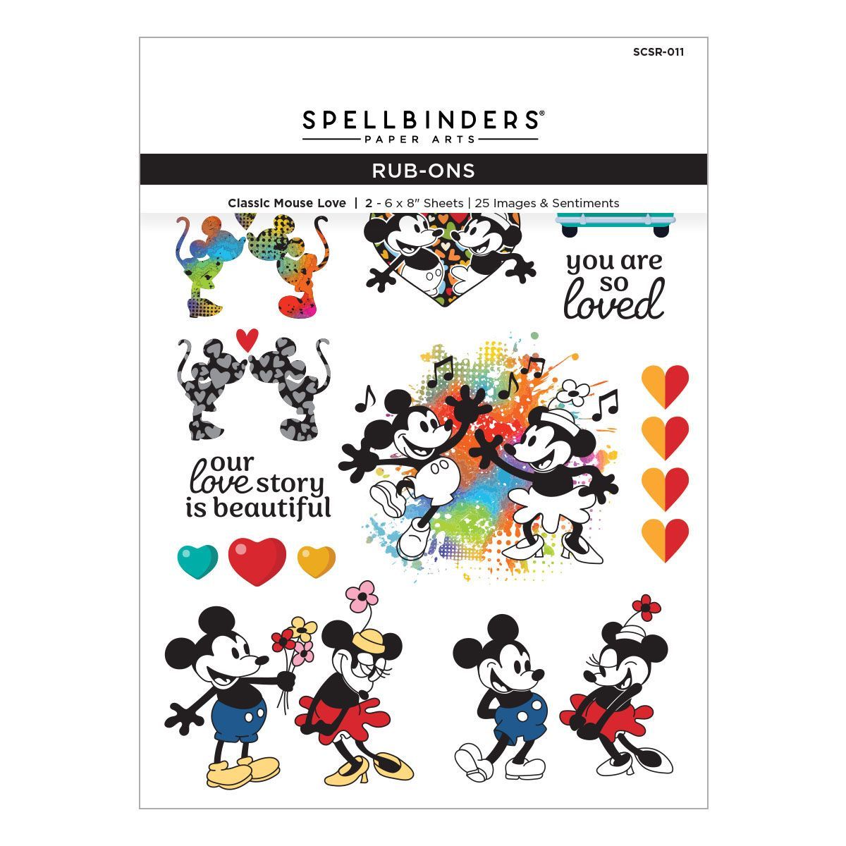 Spellbinders Paper Arts - Rub On Transfer - Say Cheese Classic Mouse - Love - SCSR-011 - 6" x 8" - 2 Sheets