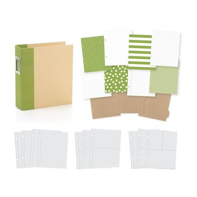 Simple Stories - Sn@p Binder - Green - D Ring - 6" x 8" - 10772 - 12 sheets plus album