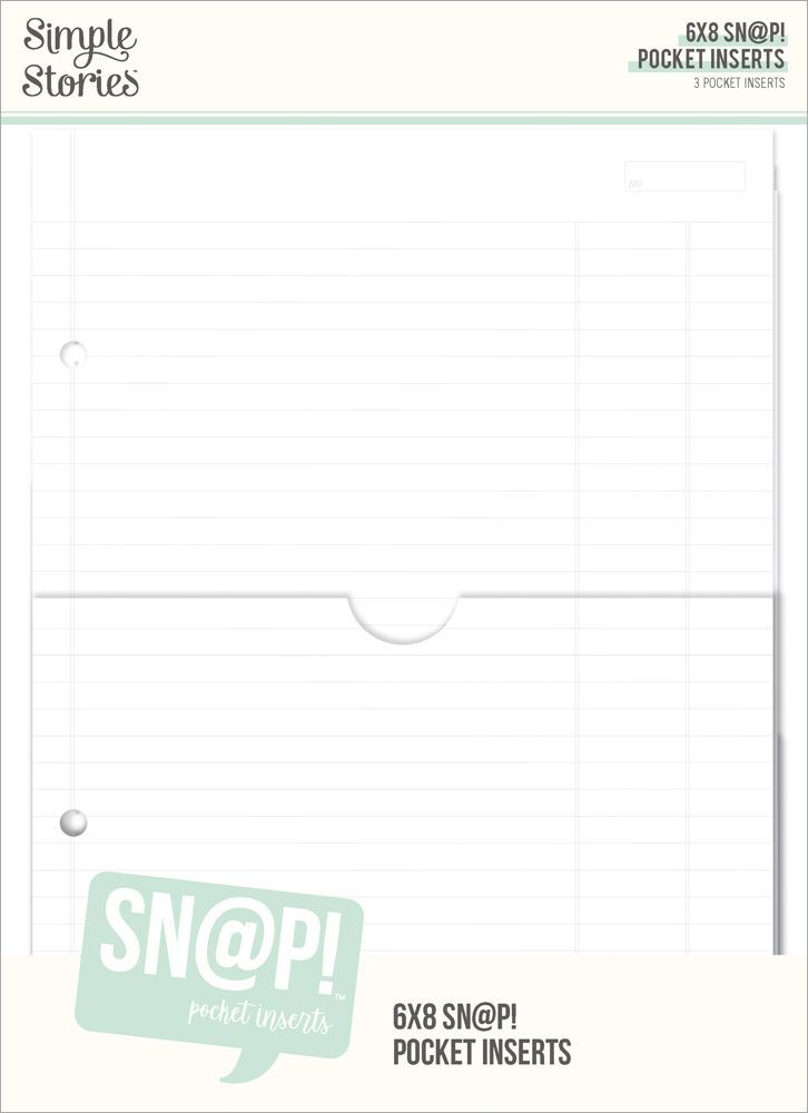 Simple Stories - Sn@p Accessories - Pocket Binder Inserts - 6" x 8" - Assorted - 13331 - 3 pcs (Grid, ledger &amp; Dot Grid)