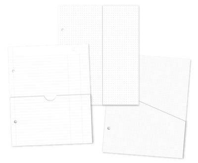 Simple Stories - Sn@p Accessories - Pocket Binder Inserts - 6" x 8" - Assorted - 13331 - 3 pcs (Grid, ledger &amp; Dot Grid)