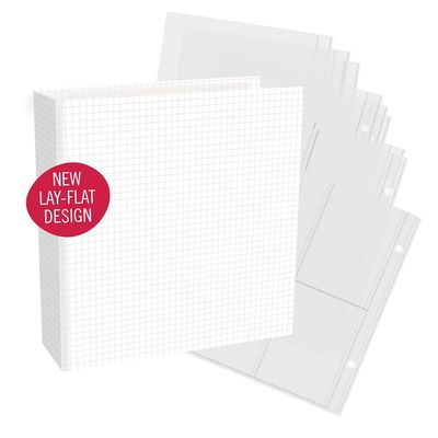 Simple Stories - Sn@p Binders - White Grid Pattern - 6" x 8" - D-Ring - 13335