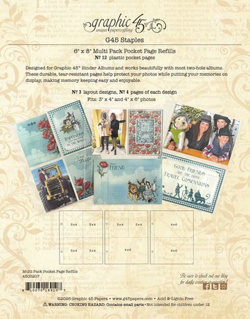 Graphic 45 - Mini Album - Page Refills - Pocket - 6" x 8" - 4503207 - 12 pcs