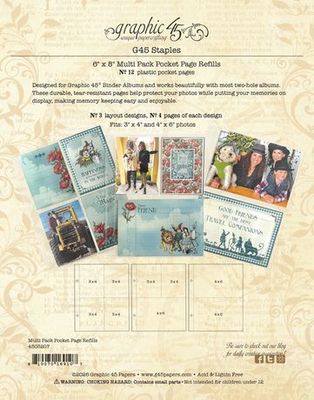 Graphic 45 - Mini Album - Page Refills - Pocket - 6" x 8" - 4503207 - 12 pcs