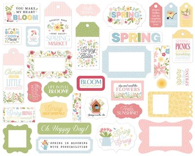 Echo Park Paper Co - In Full Bloom Collection - Tags &amp; Frames Ephemera - IFB484025 - 33 pcs