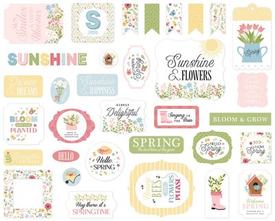 Echo Park Paper Co - In Full Bloom Collection - Ephemera - IFB484024 - 33 pcs
