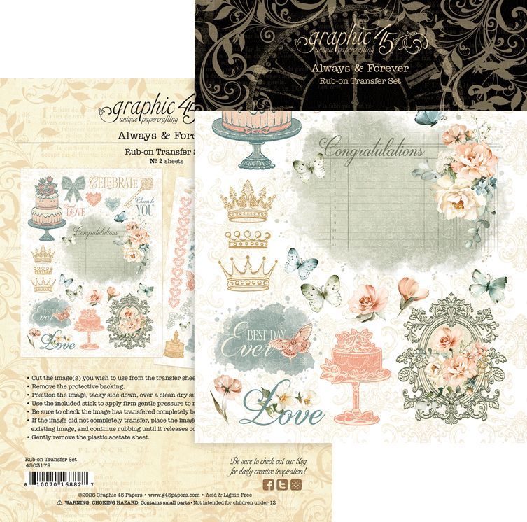 Graphic 45 - Always &amp; Forever Collection - Rub On Transfer - 4503179