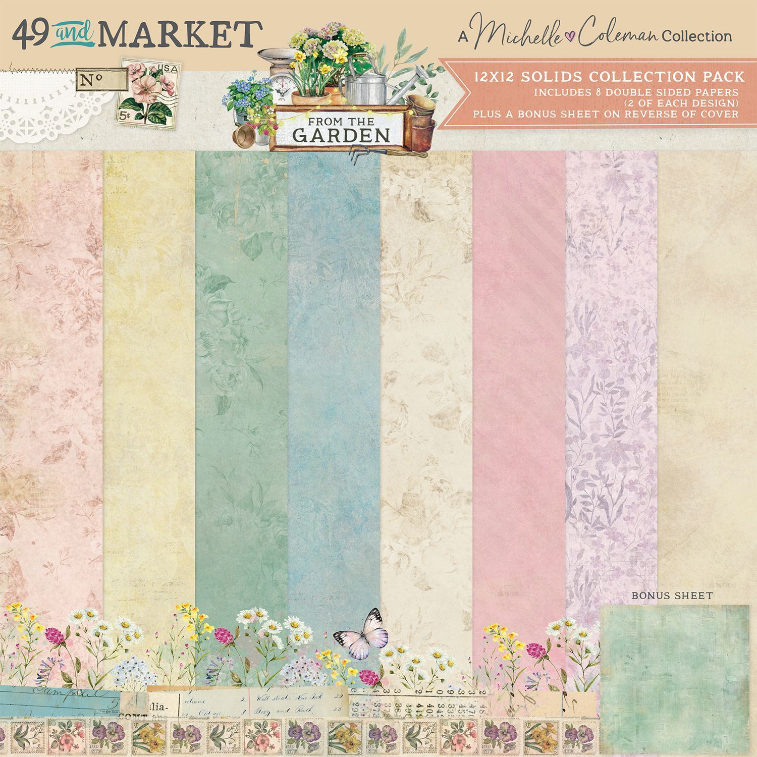 49 &amp; Market - From The Garden Collection - 12" x 12" - Paper Pack - Solids - FTG35292- 8 Sheets