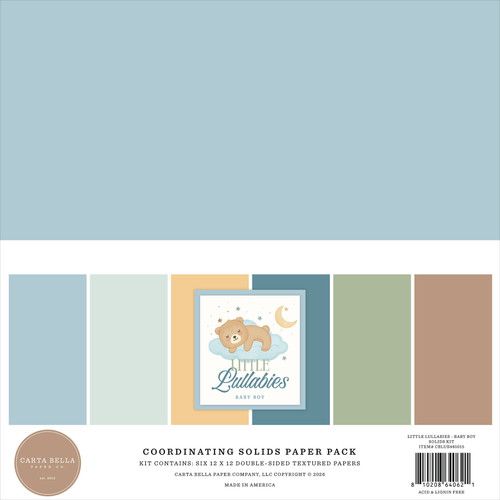 Carta Bella - Little Lullabies - Baby Boy - Solids - 12 x 12 Paper Pack - CBLUB485015 6 Sheets