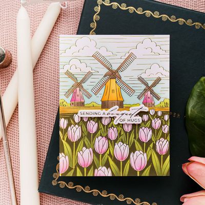 Spellbinders Paper Arts - Bundles - Windmill &amp; Tulips - Press Foil &amp; Stencil Set - BD1071