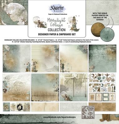 3 Quarter Designs - 12 x 12 Paper Pack - Moonlight Collage