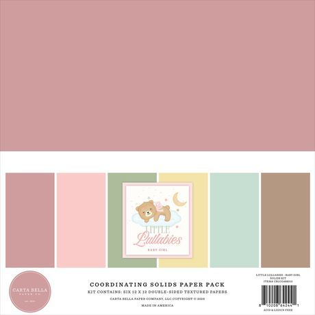 Carta Bella - Little Lullabies - Baby Girl - Solids - 12 x 12 Paper Pack - CBLUB485016 - 6 Sheets