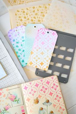 Sizzix - Willow Wolfe - Stencil Set -  Backgrounds - A6 - 667004 - 4pcs