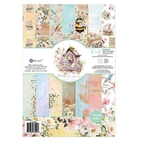 Prima Marketing - 3 Girls Tale - Among The Wildflowers Collection - 6" x 8" Paper Pad - 15pcs
