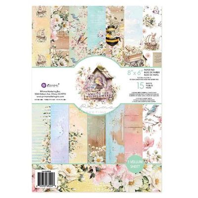 Prima Marketing - 3 Girls Tale - Among The Wildflowers Collection - 6" x 8" Paper Pad - 15pcs