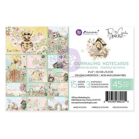 Prima Marketing - 3 Girls Tale - Among The Wildflowers Collection - 4" x 6" Journal Cards - 682255 - 45 pcs