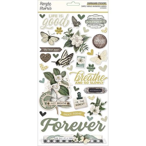 Simple Stories - Simple Vintage Weathered Garden Collection - Chipboard Stickers - 6" x 12" - 16720 - 36pcs