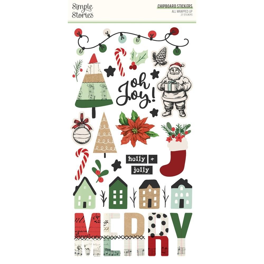 Simple Stories - All Wrapped Up Collection - Chipboard Stickers - 6" x 12" - 25417-  27pcs