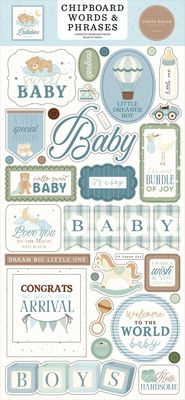 Carta Bella - Little Lullabies - Boy - Chipboard Stickers - Words &amp; Phrases - 6" x 12" - CBLUB845022