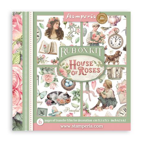 Stamperia - House of Roses Collection - Rub On Transfers - 6.1" x 6.1" - DFLRBX13 - 6 pcs