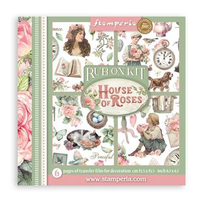 Stamperia - House of Roses Collection - Rub On Transfers - 6.1" x 6.1" - DFLRBX13 - 6 pcs