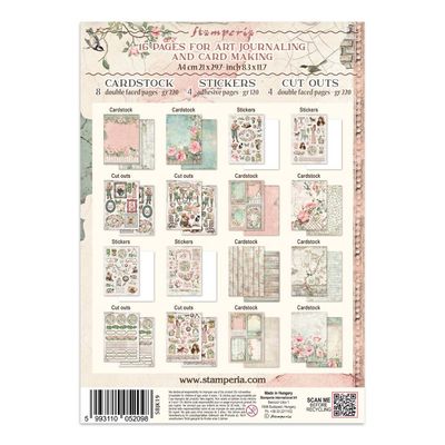 Stamperia - House of Roses Collection - Junk Journal - House of Roses - SBJK19 - 16 sheets