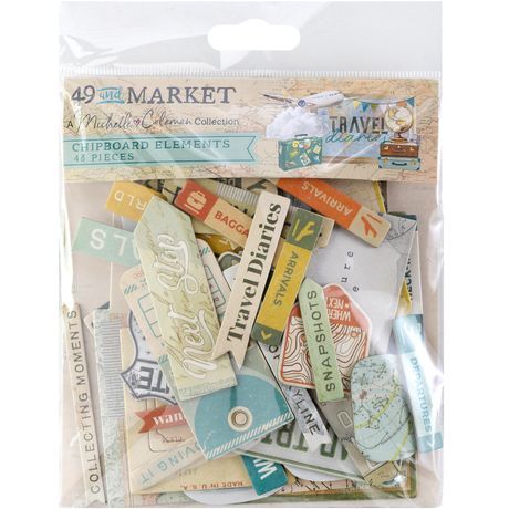 49 &amp; Market - Travel Diaries Collection - By Michelle Coleman - Chipboard Set - MTD35940 - 42 pcs