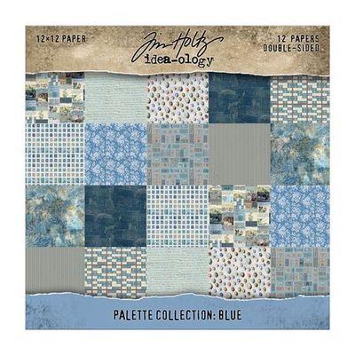 Tim Holtz - Cardstock - Palette Collection - Blue - 12" x 12" Paper Pack - TH94463 - 12 sheets