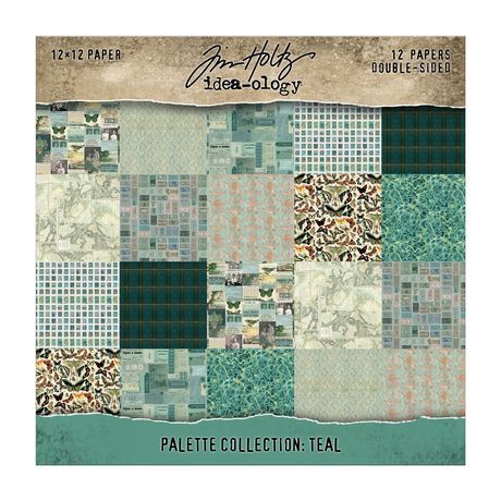 Tim Holtz - Cardstock - Palette Collection - Teal- 12" x 12" Paper Pack - TH94461 - 12 sheets