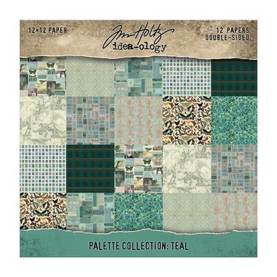Tim Holtz - Cardstock - Palette Collection - Teal- 12" x 12" Paper Pack - TH94461 - 12 sheets
